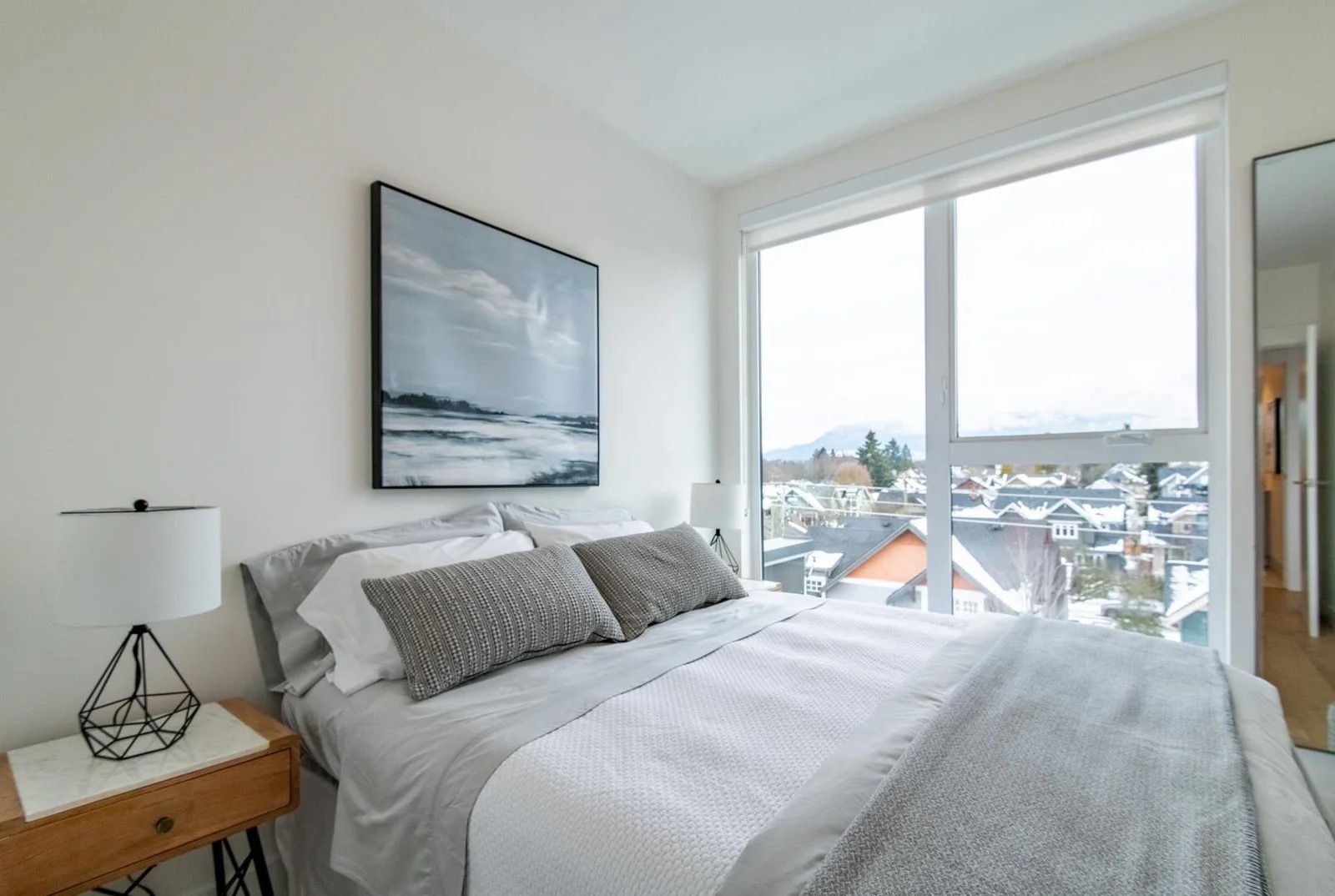 Vancouver condo staging — bedroom with view